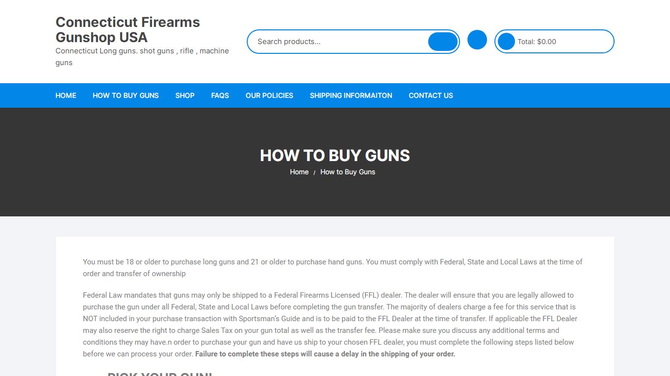 How to Buy Guns - Connecticut Firearms Gunshop USA